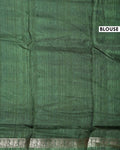 Elegant Dola Silk Saree with All Over Traditional Ikkat Inspired Geometric Motifs and  Zari Woven Border - Green-Blouse