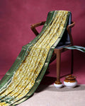 Elegant Dola Silk Saree with All Over Traditional Ikkat Inspired Geometric Motifs and  Zari Woven Border - Green