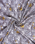 Elegant Dola Silk Saree with All Over Traditional Ikkat Inspired Geometric Motifs and  Zari Woven Border - Grey-Close Up