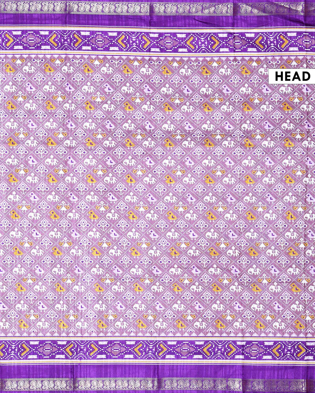 Elegant Dola Silk Saree with All Over Traditional Ikkat Inspired Geometric Motifs and  Zari Woven Border - Purple
