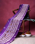 Elegant Dola Silk Saree with All Over Traditional Ikkat Inspired Geometric Motifs and  Zari Woven Border - Purple