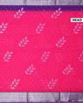Elegant Dola Silk Saree with All Over Woven Leaf Buti Design and Intricate Geometric Border - Pink-Head