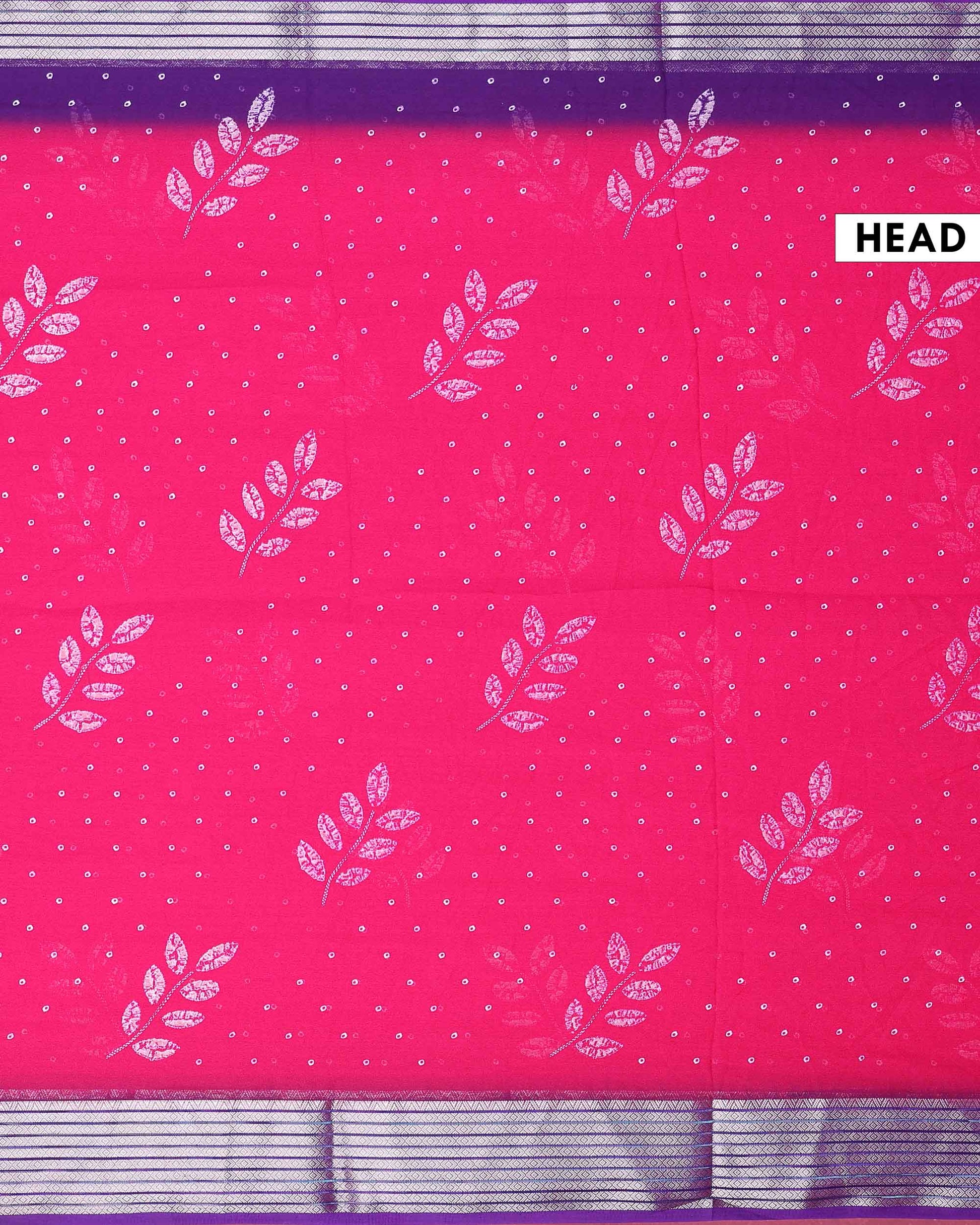Elegant Dola Silk Saree with All Over Woven Leaf Buti Design and Intricate Geometric Border - Pink-Head