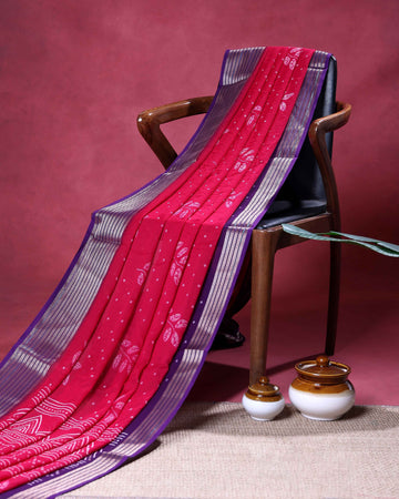 Elegant Dola Silk Saree with All Over Woven Leaf Buti Design and Intricate Geometric Border - Pink