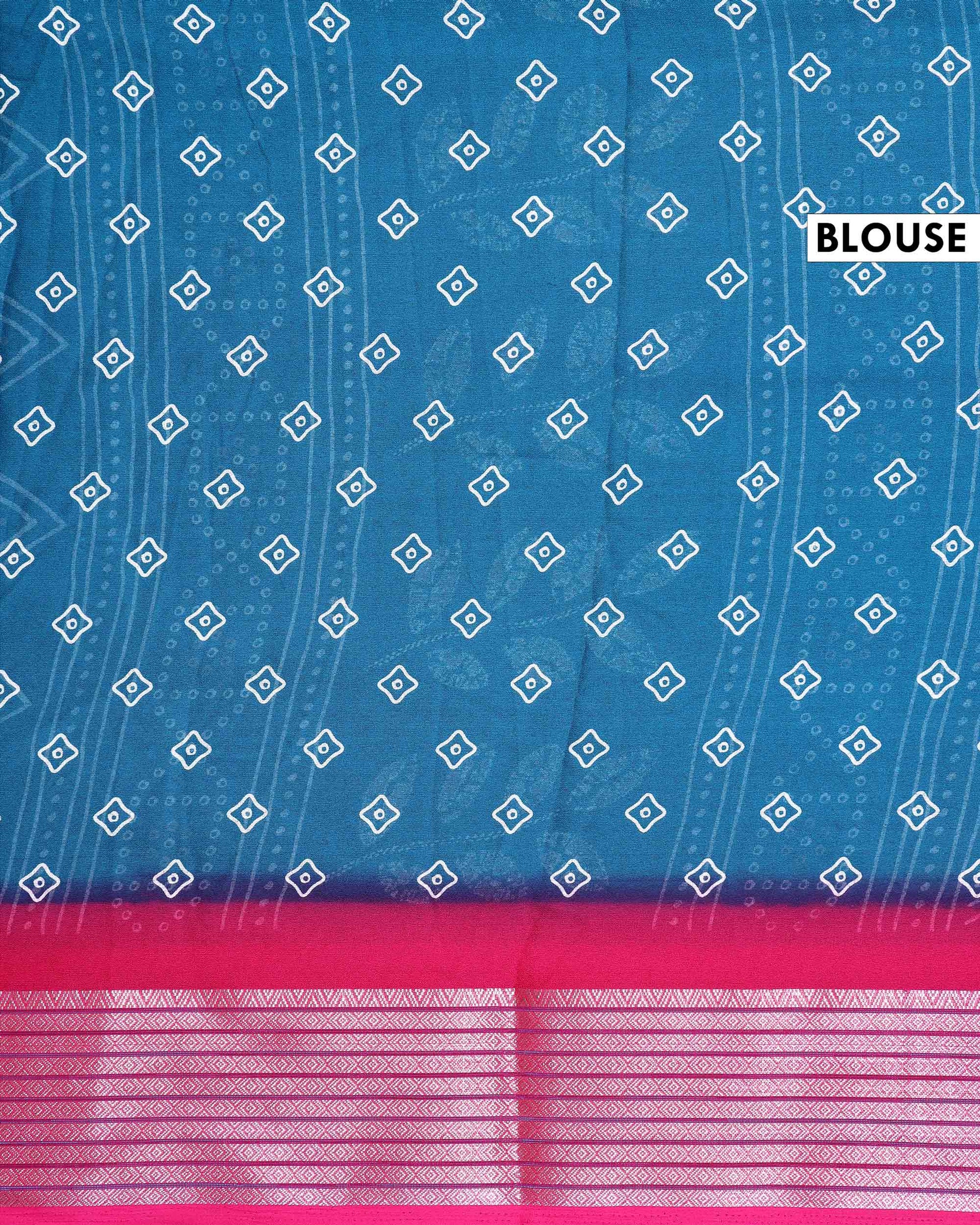 Elegant Dola Silk Saree with All Over Woven Leaf Buti Design and Intricate Geometric Border - Teal-Blouse