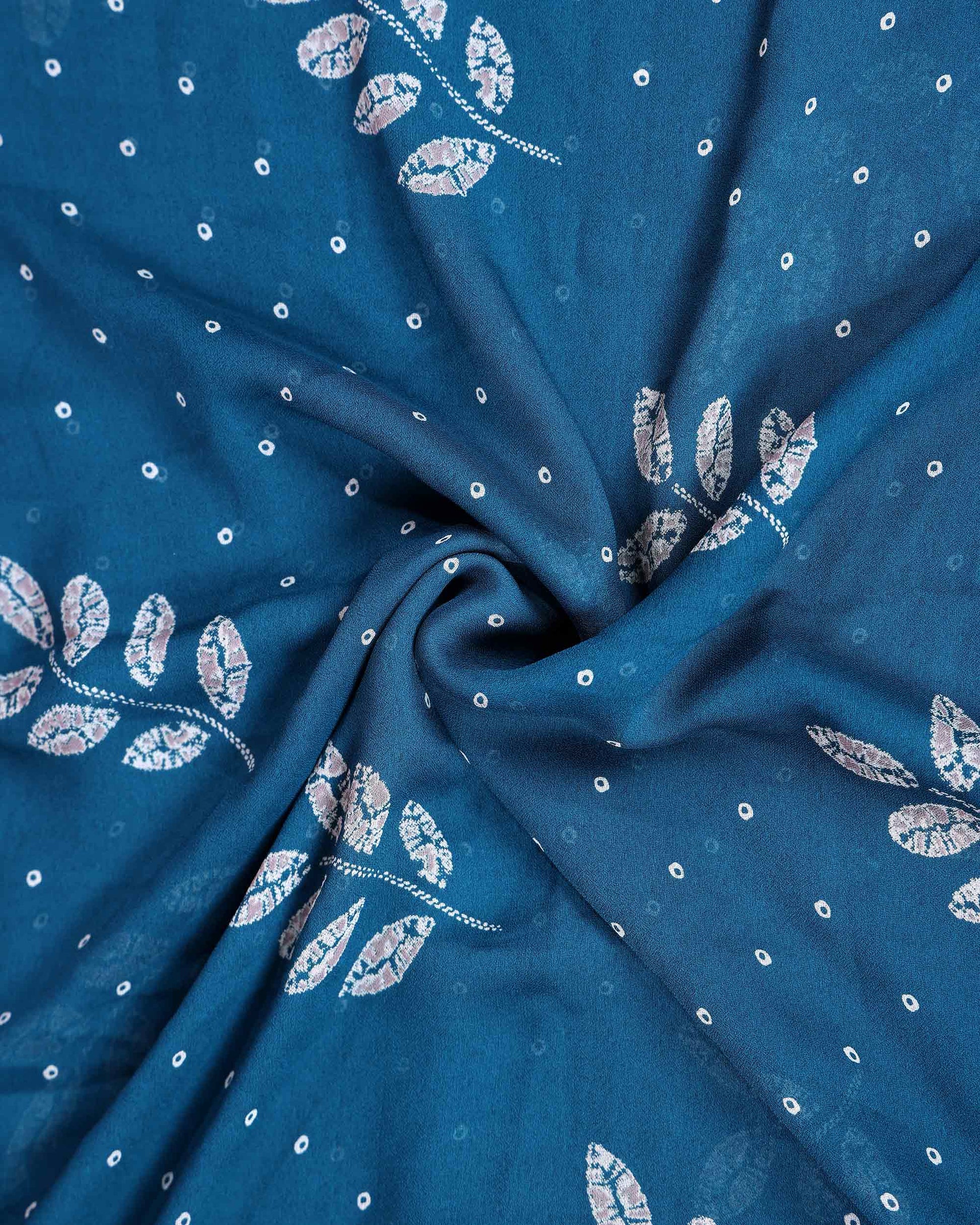 Elegant Dola Silk Saree with All Over Woven Leaf Buti Design and Intricate Geometric Border - Teal-Close Up