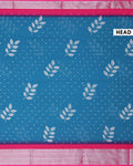 Elegant Dola Silk Saree with All Over Woven Leaf Buti Design and Intricate Geometric Border - Teal-Head