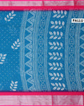 Elegant Dola Silk Saree with All Over Woven Leaf Buti Design and Intricate Geometric Border - Teal-Pallu