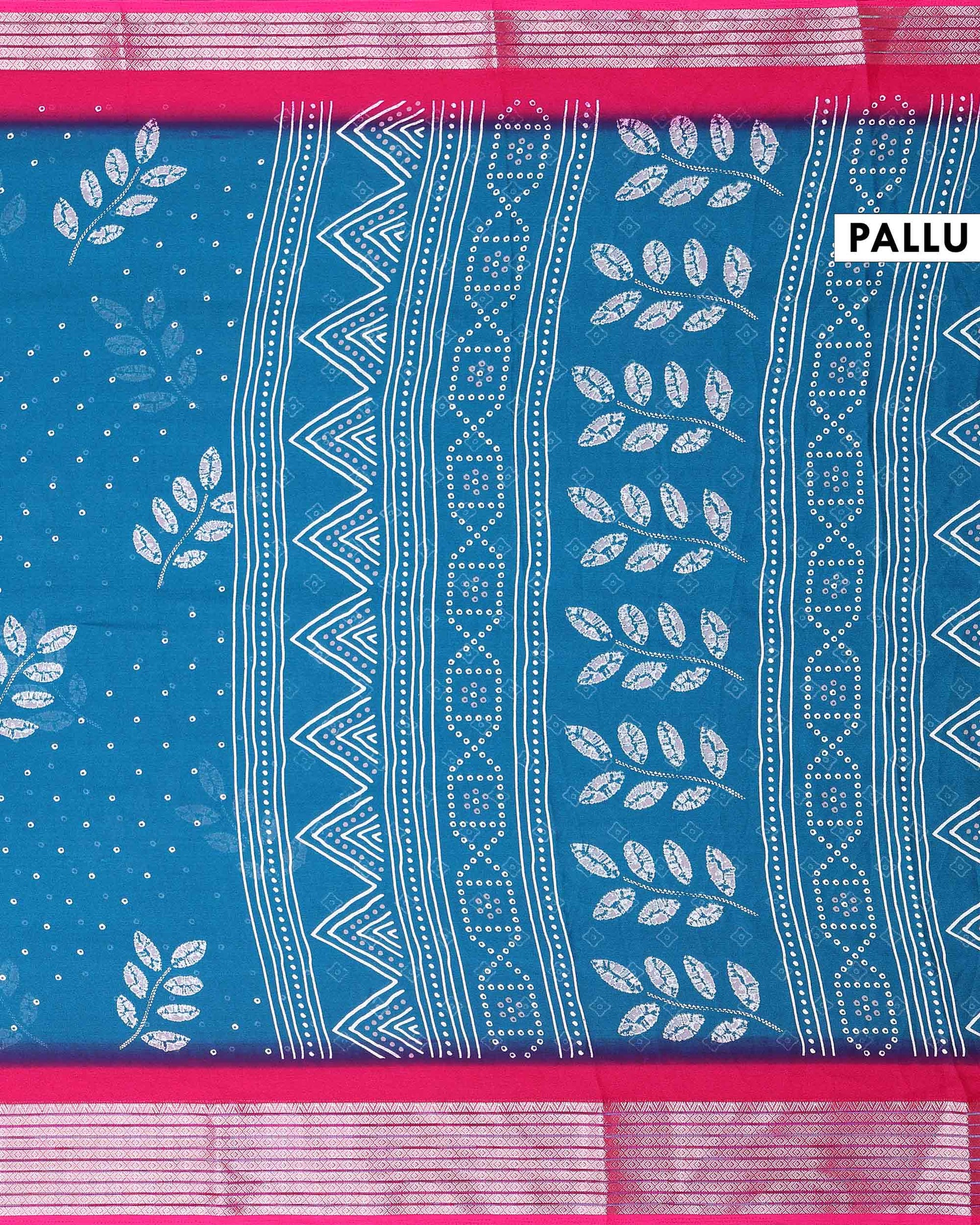 Elegant Dola Silk Saree with All Over Woven Leaf Buti Design and Intricate Geometric Border - Teal-Pallu