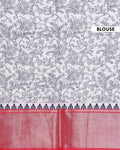 Elegant Dola Silk Saree with Contrast Woven Border Traditional Paisley Pallu and Delicate Butta Motifs - Off White-Blouse