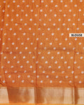 Elegant Dola Silk Saree with Graceful Floral Vine Pattern and Decorative Ethnic Woven Border - Orange-Blouse