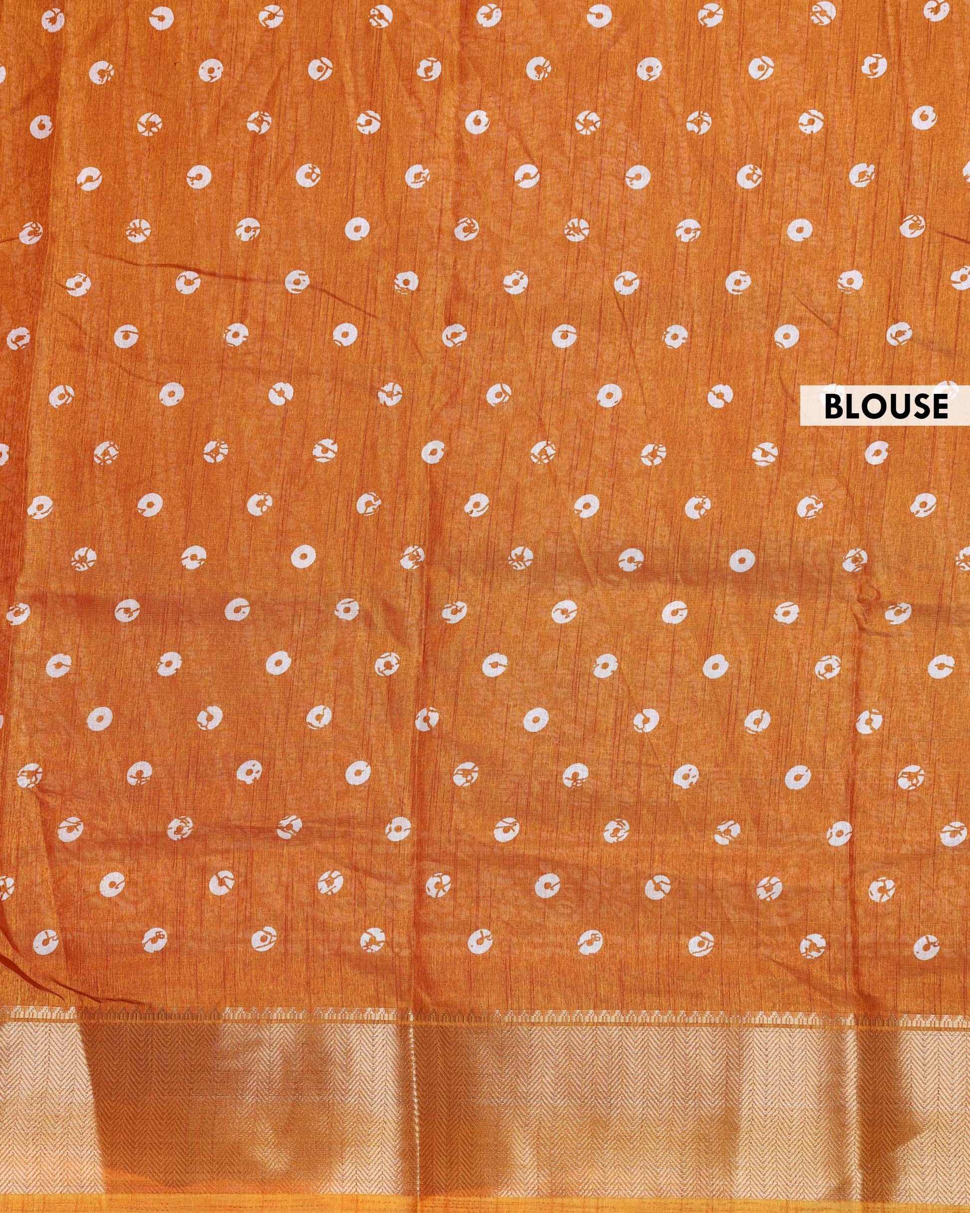 Elegant Dola Silk Saree with Graceful Floral Vine Pattern and Decorative Ethnic Woven Border - Orange-Blouse