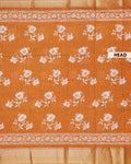 Elegant Dola Silk Saree with Graceful Floral Vine Pattern and Decorative Ethnic Woven Border - Orange-Head