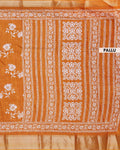 Elegant Dola Silk Saree with Graceful Floral Vine Pattern and Decorative Ethnic Woven Border - Orange-Pallu