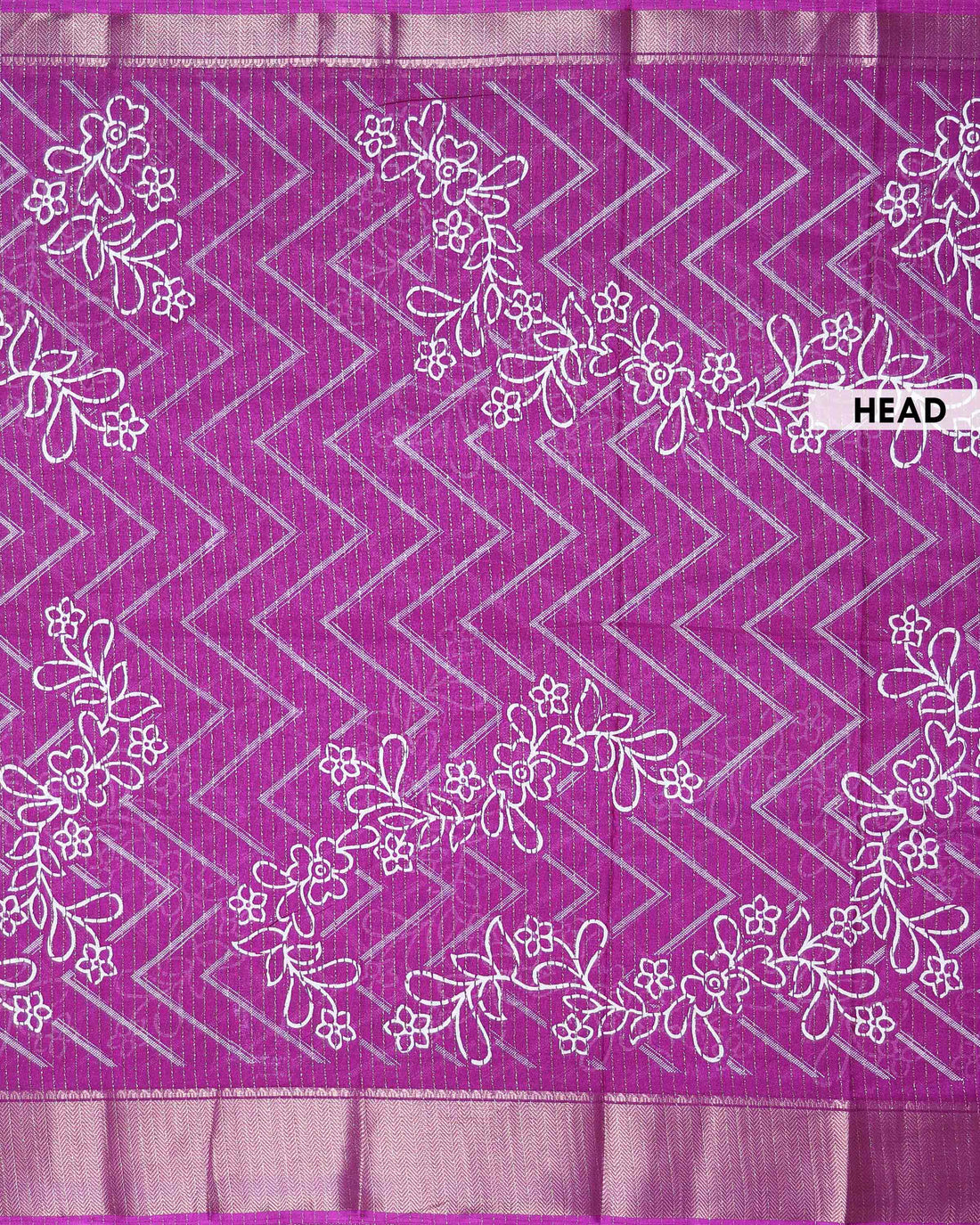 Elegant Dola Silk Saree with Intricate Floral Embroidery and Chevron Pattern - Purple