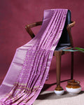 Elegant Dola Silk Saree with Intricate Floral Woven Motifs and Elegant Zari Border - Rose Pink