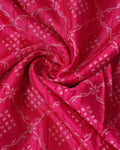 Elegant Dola Silk Saree with Intricate Geometric and Floral Pattern Enhanced by a Contrast Border - Pink-Close Up