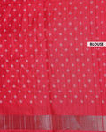 Elegant Dola Silk Saree with Intricate Geometric and Floral Pattern Enhanced by a Contrast Border - Red-Blouse