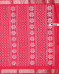 Elegant Dola Silk Saree with Intricate Geometric and Floral Pattern Enhanced by a Contrast Border - Red-Pallu