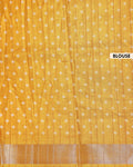 Elegant Dola Silk Saree with Intricate Geometric and Floral Pattern Enhanced by a Contrast Border - Yellow-Blouse