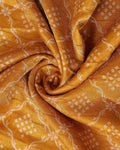 Elegant Dola Silk Saree with Intricate Geometric and Floral Pattern Enhanced by a Contrast Border - Yellow-Close Up
