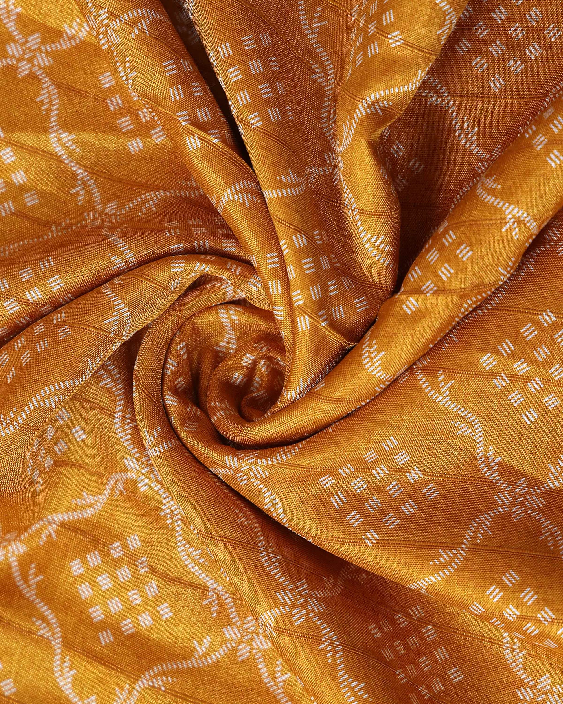 Elegant Dola Silk Saree with Intricate Geometric and Floral Pattern Enhanced by a Contrast Border - Yellow-Close Up