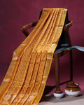 Elegant Dola Silk Saree with Intricate Geometric and Floral Pattern Enhanced by a Contrast Border - Yellow
