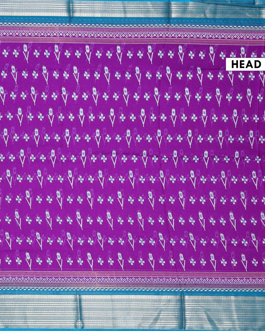 Elegant Dola Silk Saree with Intricate Ikkat Inspired Buta Motifs and Ornate Contrast Border -Purple
