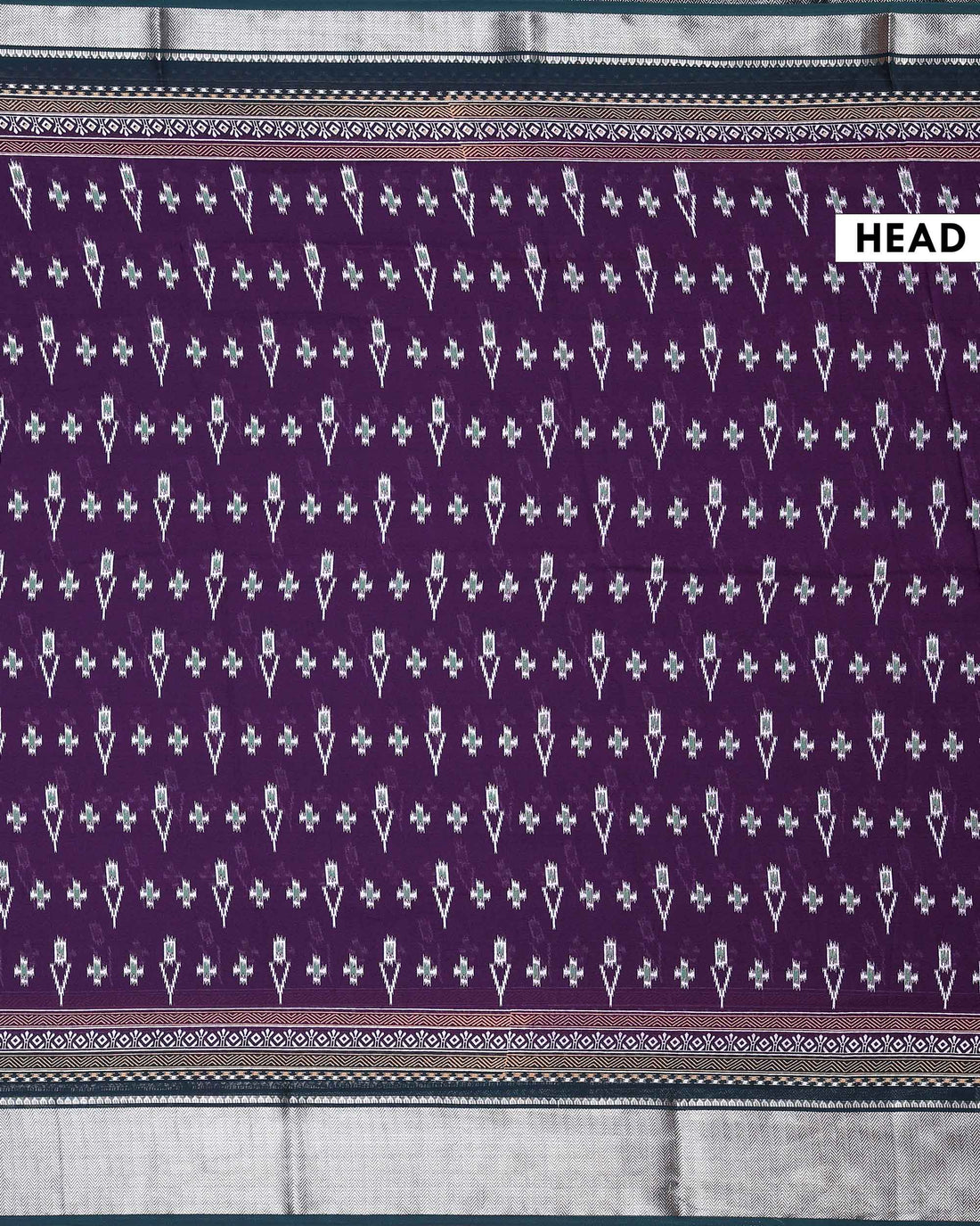 Elegant Dola Silk Saree with Intricate Ikkat Inspired Buta Motifs and Ornate Contrast Border - Dark Purple