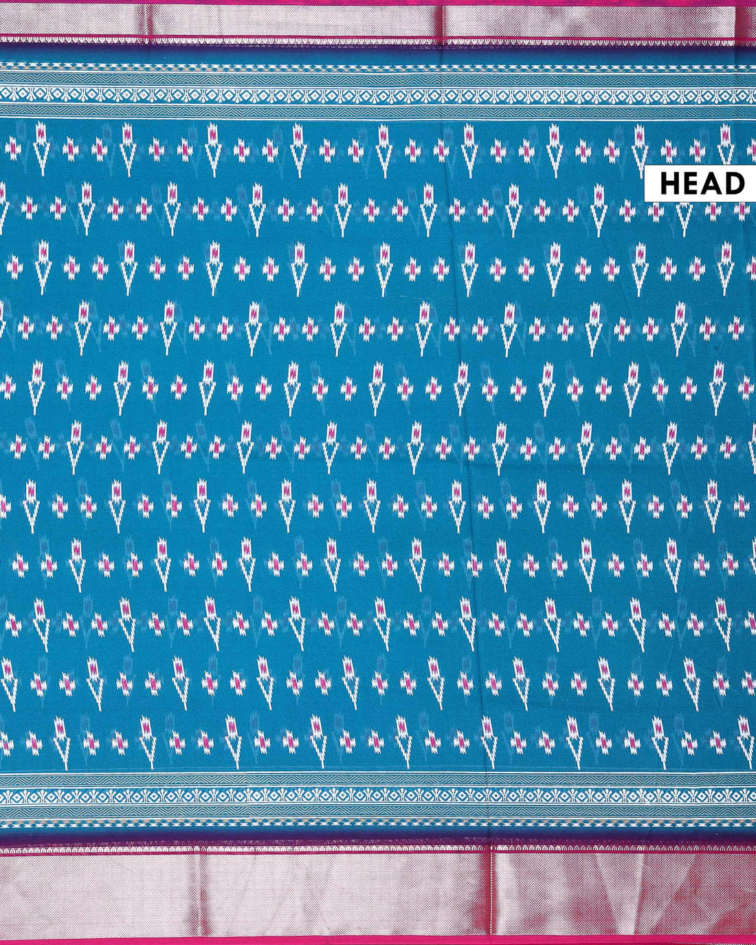 Elegant Dola Silk Saree with Intricate Ikkat Inspired Buta Motifs and Ornate Contrast Border - Teal Blue