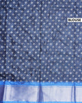Elegant Dola Silk Saree with Intricate Wave Inspired Buti Motifs and Traditional Zari Woven Border Design - Navy Blue-Blouse