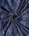 Elegant Dola Silk Saree with Intricate Wave Inspired Buti Motifs and Traditional Zari Woven Border Design - Navy Blue-Close Up