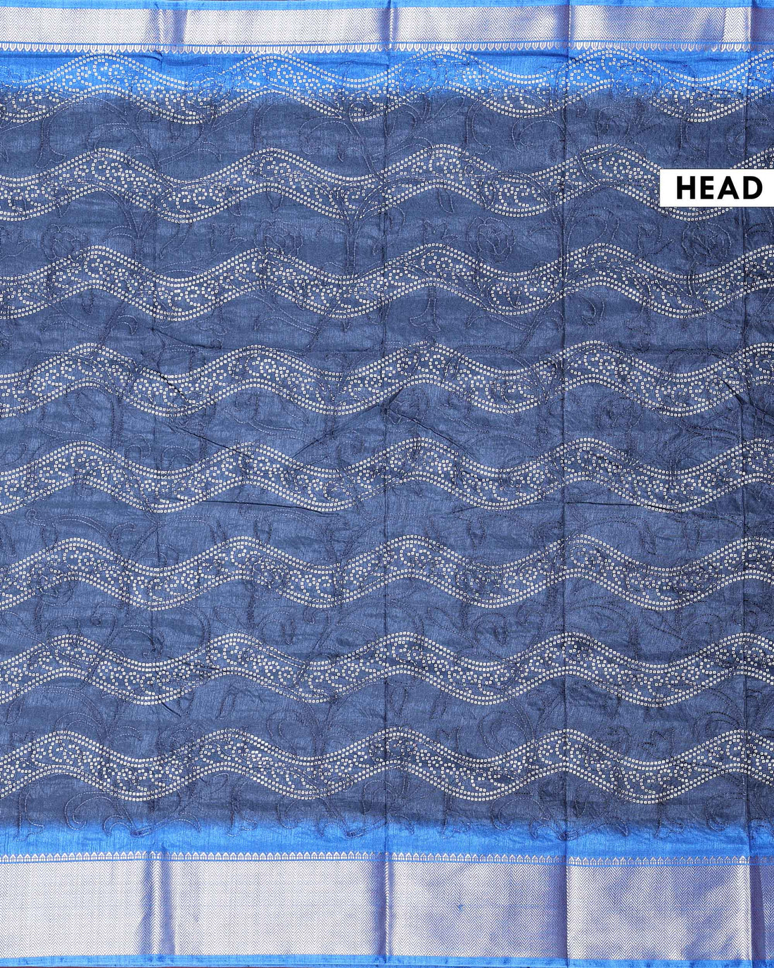 Elegant Dola Silk Saree with Intricate Wave Inspired Buti Motifs and Traditional Zari Woven Border Design - Navy Blue