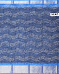 Elegant Dola Silk Saree with Intricate Wave Inspired Buti Motifs and Traditional Zari Woven Border Design - Navy Blue-Head