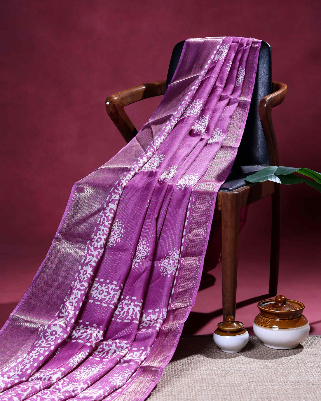 Elegant Dola Silk Saree with Intricate Woven Motifs Traditional Zari Border and Textured Pallu  - Purple-