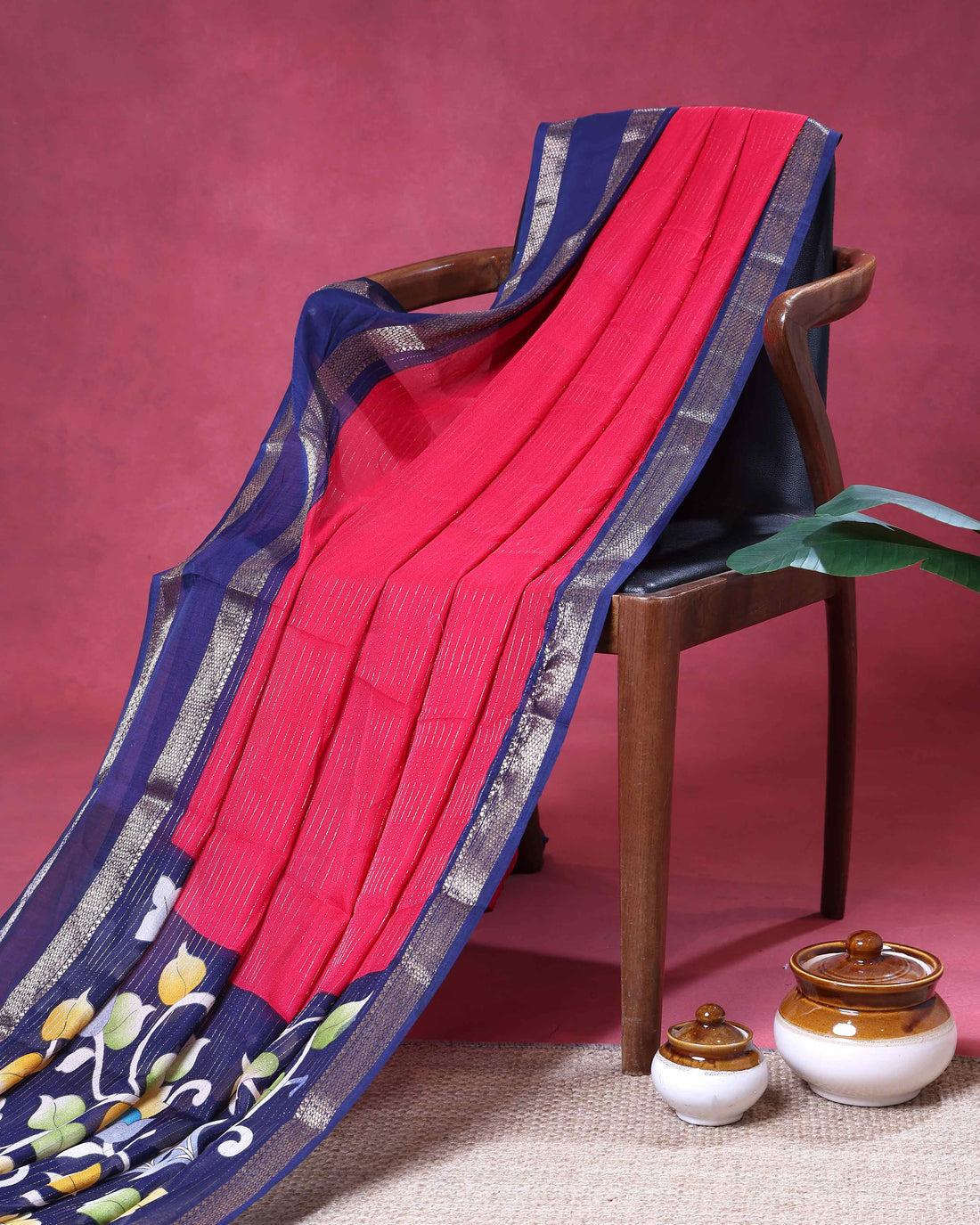 Elegant Dola Silk Saree with Kalamkari Inspired Pallu and Intricate Zari Border - Pink
