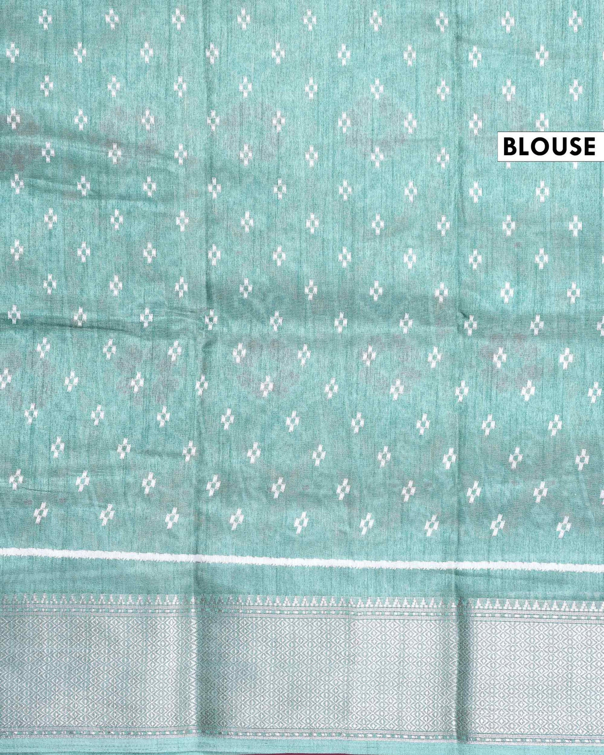 Elegant Dola Silk Saree with Pochampally Inspired Body and a Rich Zari Border - Green-Blouse