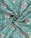 Elegant Dola Silk Saree with Pochampally Inspired Body and a Rich Zari Border - Green-Close Up