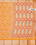 Elegant Dola Silk Saree with Pochampally Inspired Body and a Rich Zari Border - Orange-Pallu
