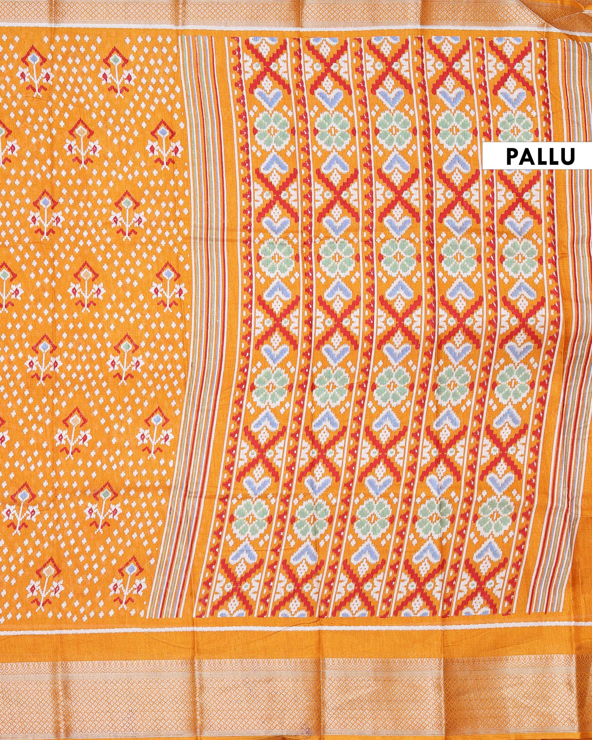 Elegant Dola Silk Saree with Pochampally Inspired Body and a Rich Zari Border - Orange-Pallu