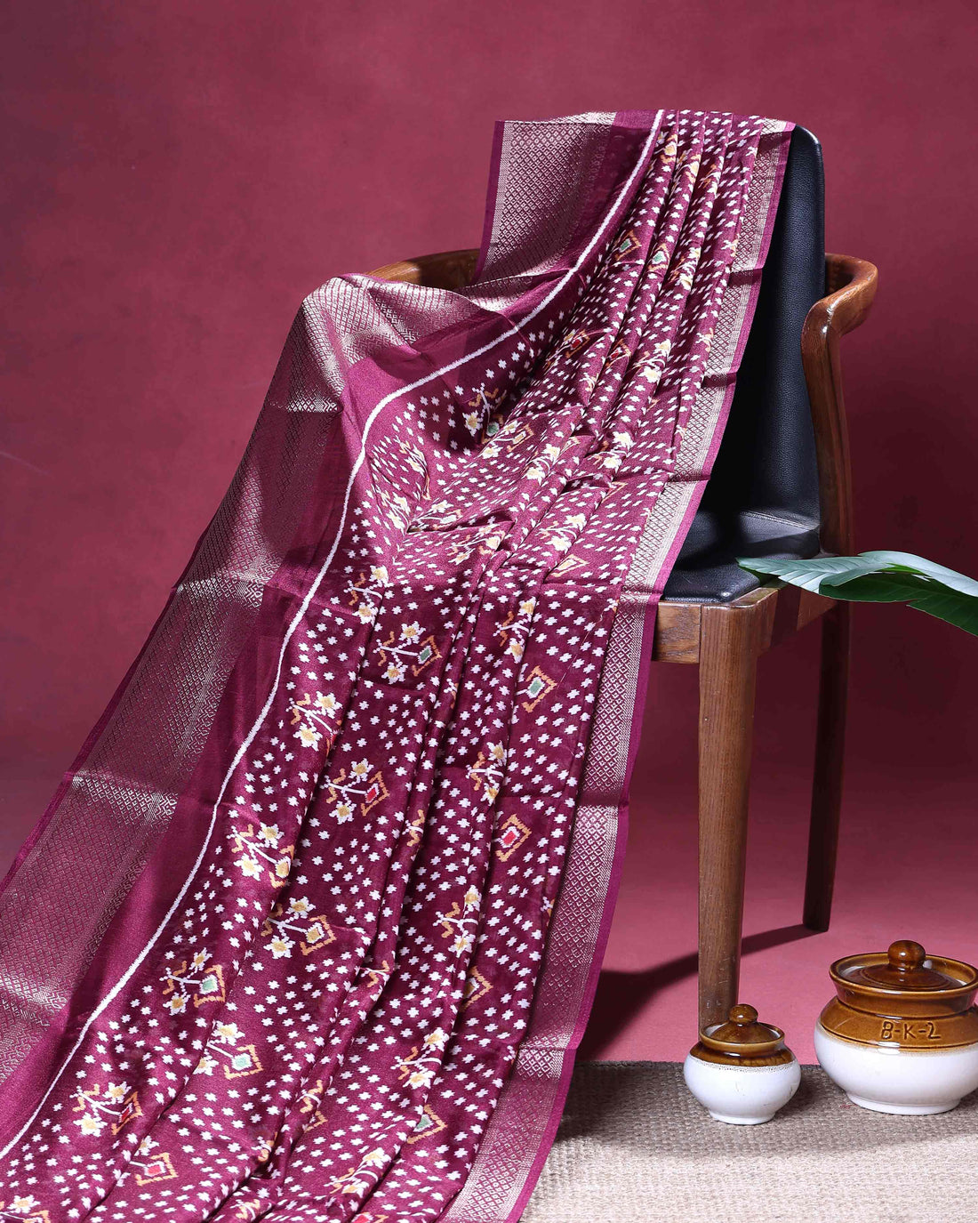 Elegant Dola Silk Saree with Pochampally Inspired Body and a Rich Zari Border - Purple