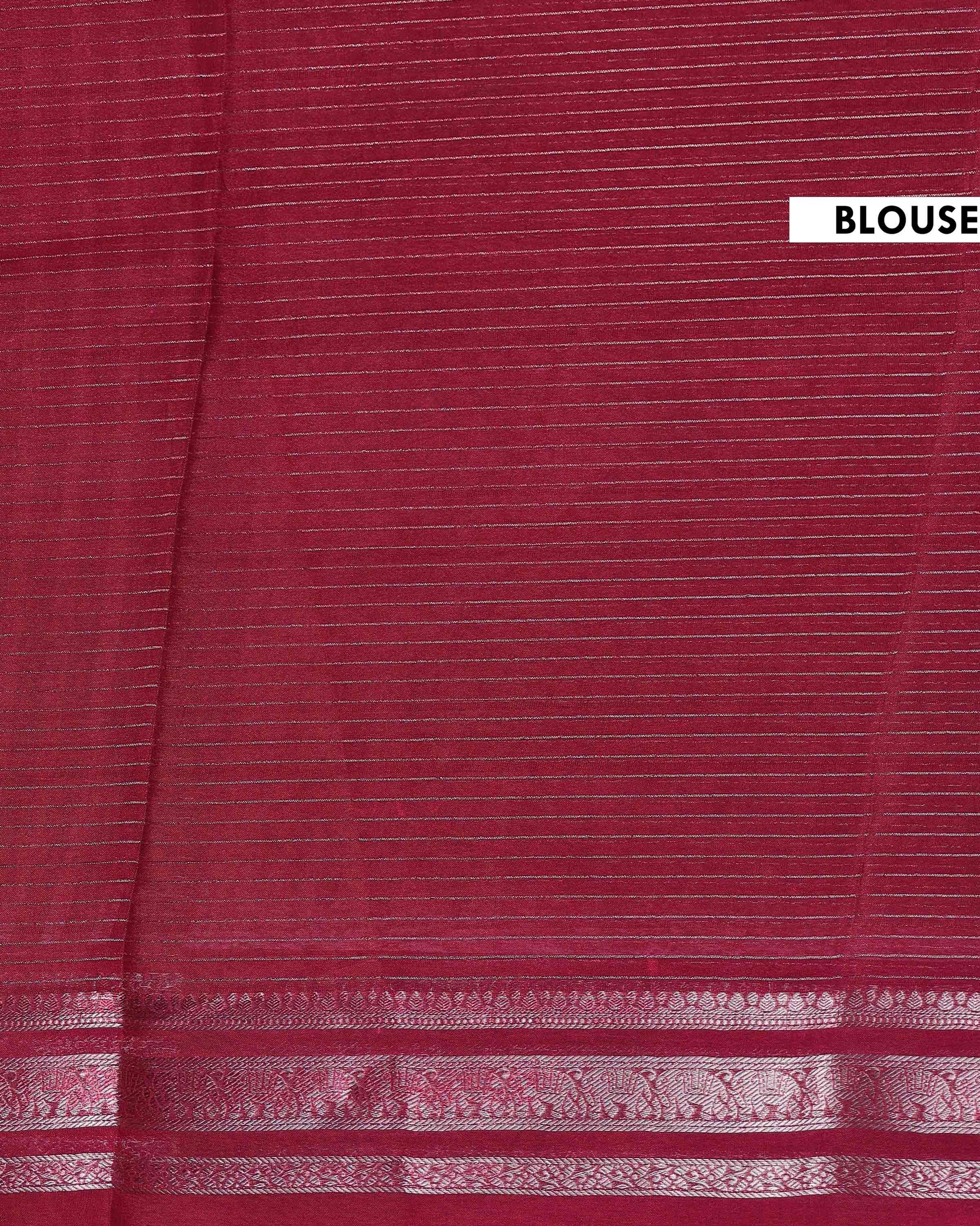 Elegant Dola Silk Saree with Silver Striped Body and a Rich Zari Border - Light Red-Blouse