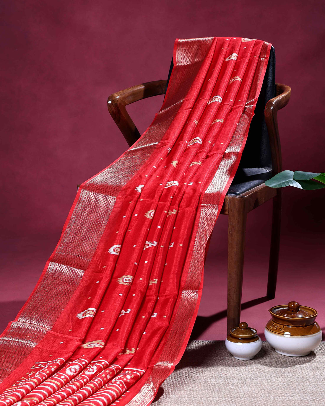 Elegant Dola Silk Saree with Subtle Traditional Butta Motifs and Rich Zari Woven Border - Red