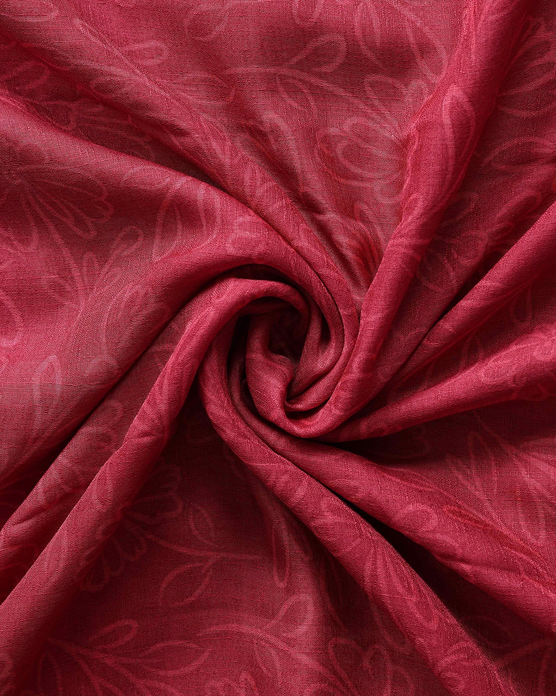 Elegant Dola Silk Saree with Subtle Woven Buttas Graceful Zari Border with Animal Motifs - Cherry Red-Close Up