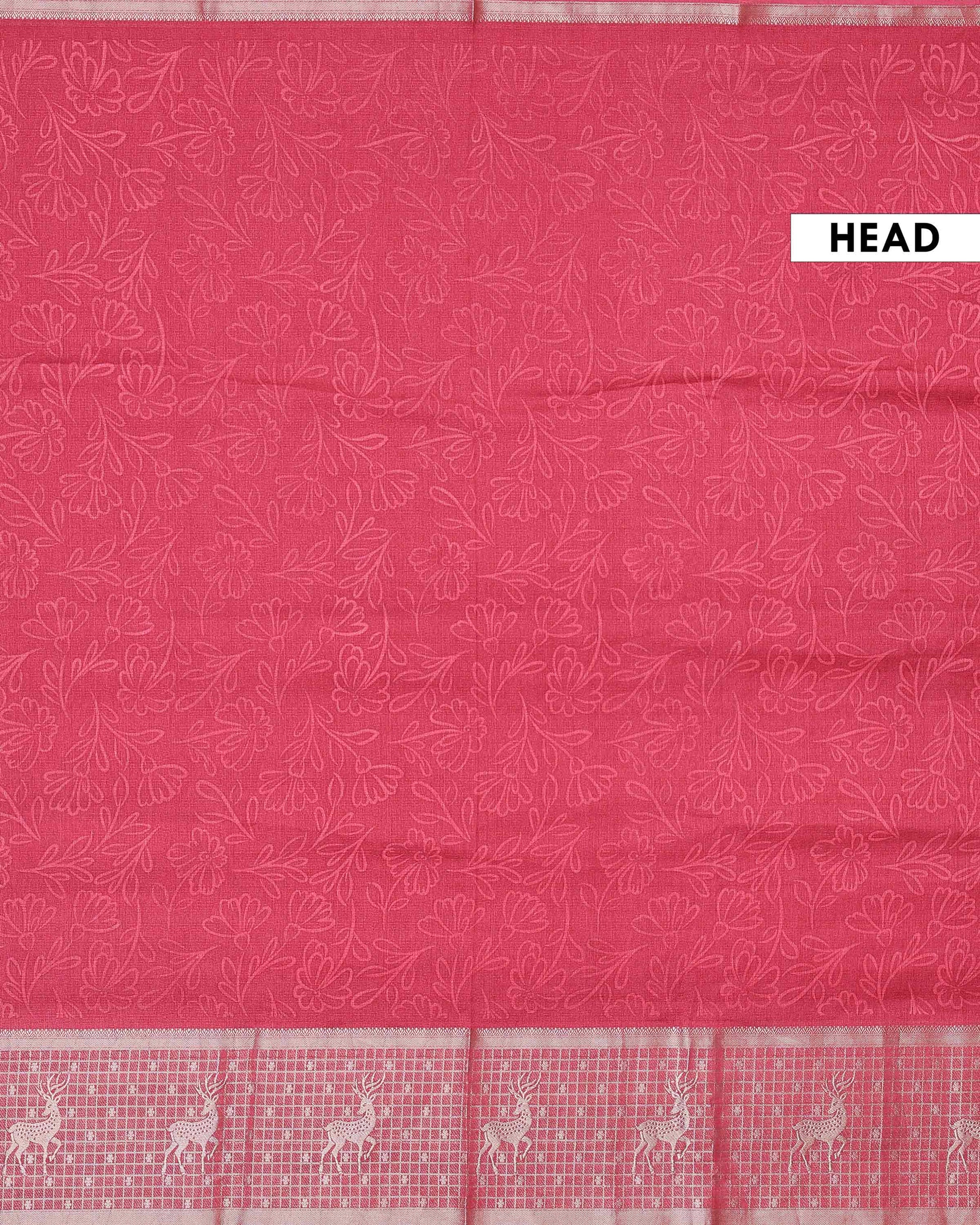 Elegant Dola Silk Saree with Subtle Woven Buttas Graceful Zari Border with Animal Motifs - Cherry Red-Head
