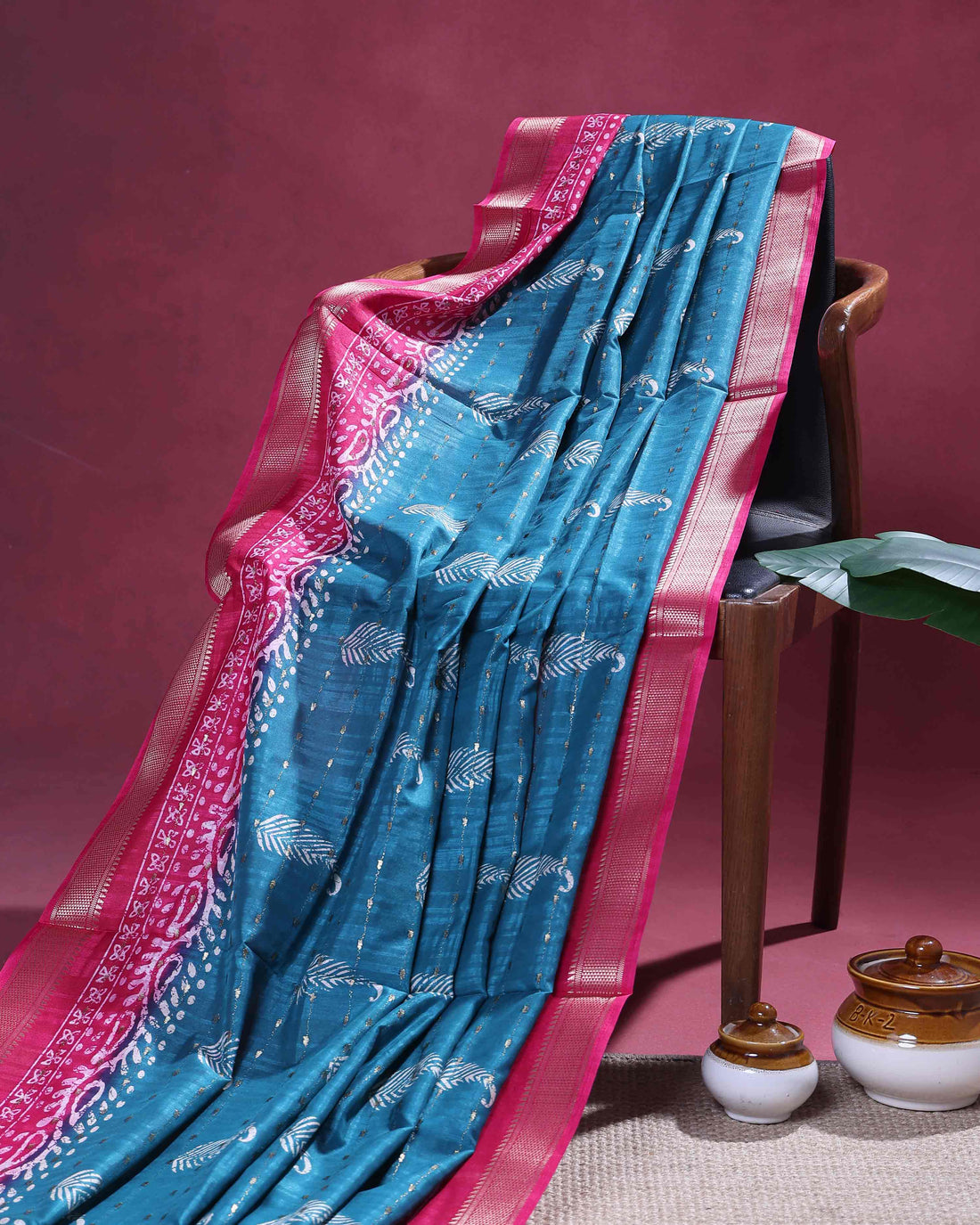 Elegant Dola Silk Saree with Traditional Paisley & Bird Motifs and Rich Contrast Woven Border - Blue