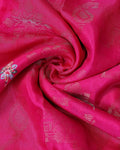 Elegant Dola Silk Saree with Traditional Paisley and Geometric Woven Motifs & Rich Ornate Zari Border - Pink-Close Up