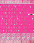 Elegant Dola Silk Saree with Traditional Paisley and Geometric Woven Motifs & Rich Ornate Zari Border - Pink-Head