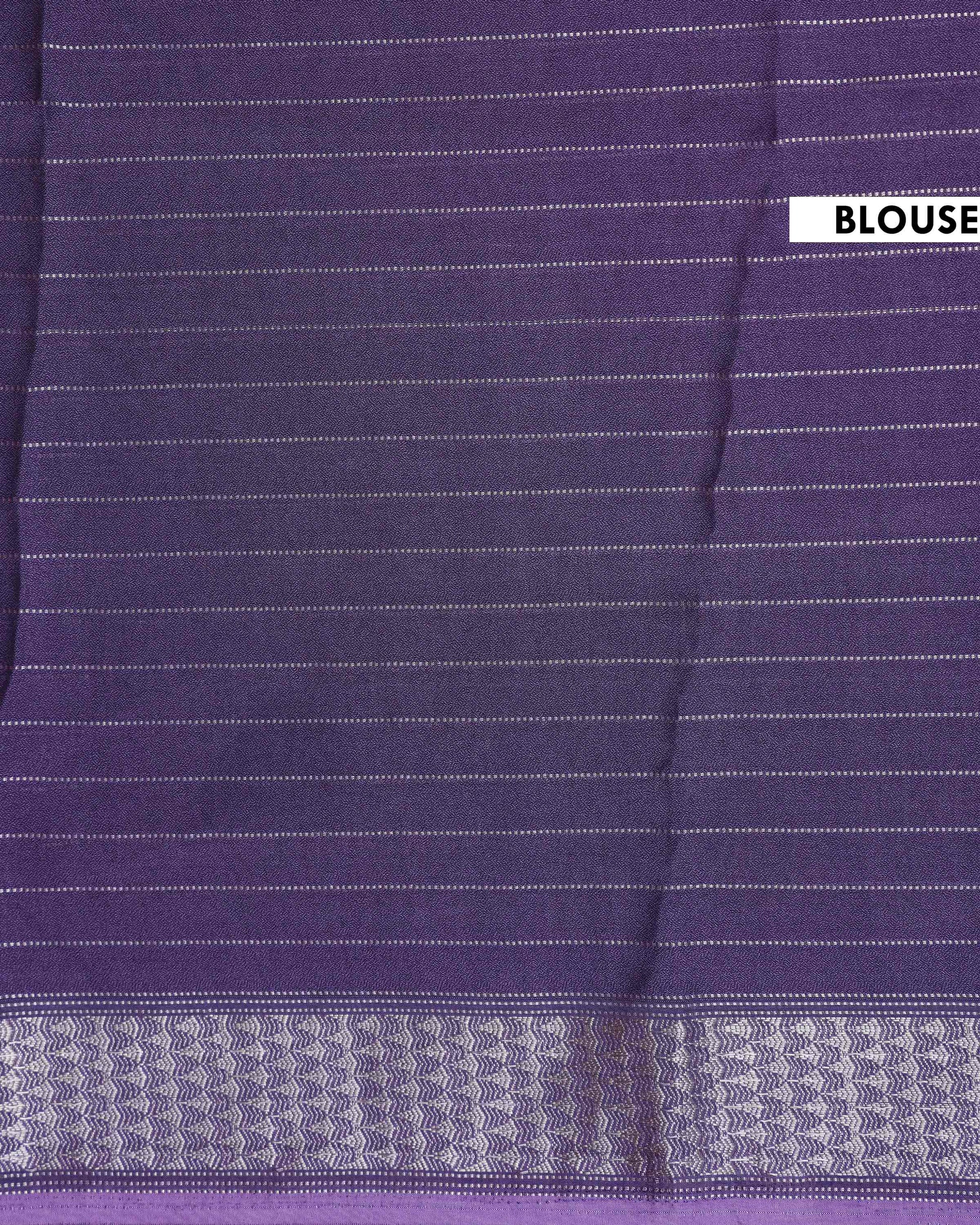 Elegant Dola Silk Saree with Vertical Stripes Intricate Floral Butta Motifs and Traditional Zari Woven Border - Purple-Blouse