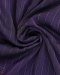 Elegant Dola Silk Saree with Vertical Stripes Intricate Floral Butta Motifs and Traditional Zari Woven Border - Purple-Close Up